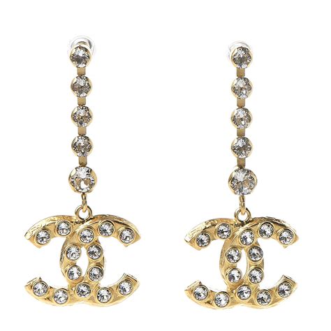 chanel crystal cc drop earrings